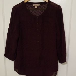 Sheer blouse with embroidery like detail